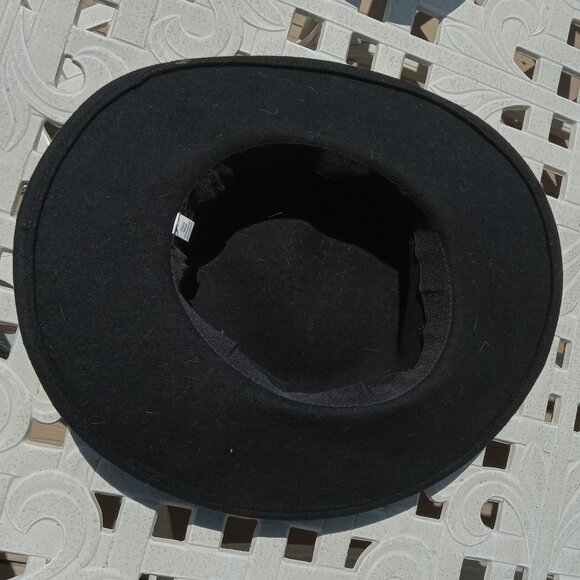 100% Wool Black Hat with Brim & Grosgrain Ribbon - Picture 2 of 4